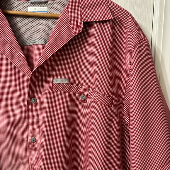 Columbia Red Checked Button Down Short Sleeve Shirt Mens Size Large - Picture 5 of 7
